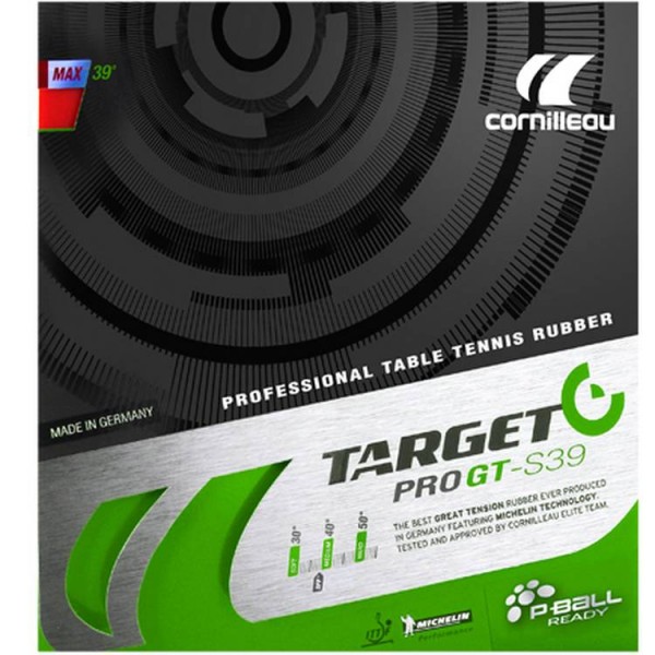 Borracha de Tênis de Mesa Cornilleau Target Pro GT S-39 Preta Max