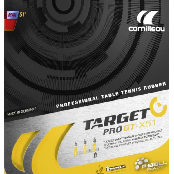 Borracha de Tênis de Mesa Cornilleau Target Pro GT-X51 Preta Max